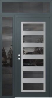 Diamond C9 52" x 96" anthracite/anthracite mirrored Glass Panel stainless steel RHI with Sidelite and Transom mirrored Glass