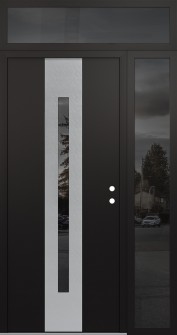 DIAMOND A2 48" X 96" BLACK/BLACK MIRRORED GLASS PANEL STAINLESS STEEL LHI WITH SIDELITE AND TRANSOM MIRRORED GLASS