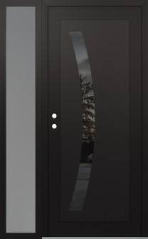 Diamond C4 50" x 80" black/black mirrored Glass Panel black RHI with Sidelite frosted Glass