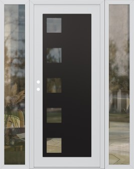 Diamond C5 64" x 80" white/white clear Glass Panel black RHI with 2 Sidelites clear Glass