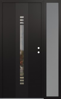 DIAMOND A5 50" X 80" BLACK/BLACK CLEAR GLASS PANEL BLACK LHI WITH SIDELITE FROSTED GLASS