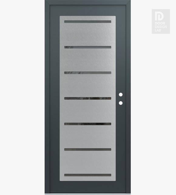 Modern Steel Front Door Diamond C11 36" x 80" anthracite/anthracite mirrored Glass Panel stainless steel LHI