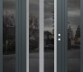 Modern Steel Front Door Diamond C14 60" x 80" anthracite/anthracite mirrored Glass Panel stainless steel LHI with 2 Sidelites mirrored Glass