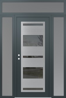 Diamond C10 60" x 96" anthracite/anthracite mirrored Glass Panel stainless steel RHI with 2 Sidelites and Transom frosted Glass