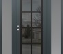 Modern Steel Front Door Diamond C16 68" x 80" anthracite/anthracite mirrored Glass Panel black RHI with 2 Sidelites frosted Glass