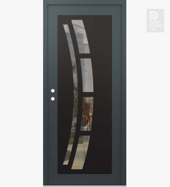 Modern Steel Front Door Diamond C12 36" x 80" anthracite/anthracite clear Glass Panel black RHI