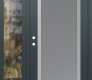 Modern Steel Front Door Diamond C1 48" x 80" anthracite/anthracite frosted Glass Panel stainless steel RHI with Sidelite clear Glass
