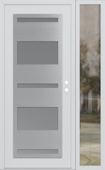 Diamond C10 52" x 80" white/white frosted Glass Panel stainless steel LHI with Sidelite clear Glass