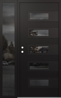 Diamond D3 50" x 80" black/black mirrored Glass Panel black RHI with Sidelite mirrored Glass