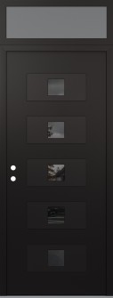 Diamond D8 36" x 96" black/black Mirrored Glass Panel black RHI with Transom frosted Glass