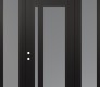 Modern Steel Front Door Diamond C15 68" x 96" black/white frosted Glass Panel black RHI with 2 Sidelites and Transom frosted Glass