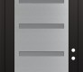 Modern Steel Front Door Diamond C7 36" x 96" black/white frosted Glass Panel stainless steel LHI with Transom clear Glass