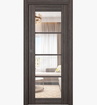 Palladio 4 Lite Clear Vetro Gray Oak Pocket doors