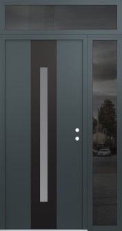 DIAMOND A2 48" X 96" ANTHRACITE/ANTHRACITE FROSTED GLASS PANEL BLACK LHI WITH SIDELITE AND TRANSOM MIRRORED GLASS