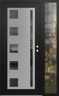 Diamond C3 52" x 80" black/black mirrored Glass Panel stainless steel LHI with Sidelite clear Glass