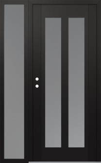 Diamond C14 48" x 80" black/white frosted Glass Panel black RHI with Sidelite frosted Glass