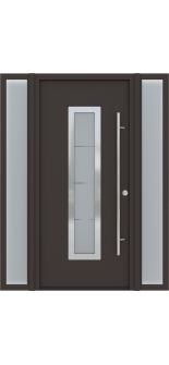 MODERN FRONT STEEL DOOR WITH SIDELITES ARGOS BROWN/WHITE 61 1/16" X 81 11/16" LHI