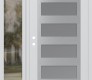 Modern Steel Front Door Diamond C9 52" x 80" white/white frosted Glass Panel stainless steel RHI with Sidelite clear Glass