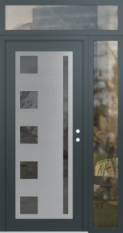 Diamond C3 50" x 96" anthracite/anthracite mirrored Glass Panel stainless steel LHI with Sidelite and Transom clear Glass