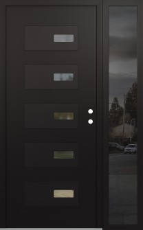 Diamond D7 50" x 80" black/black clear Glass Panel black LHI with Sidelite mirrored Glass