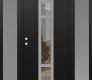 Modern Steel Front Door DIAMOND A9 68" X 80" BLACK/BLACK CLEAR GLASS PANEL STAINLESS STEEL RHI WITH 2 SIDELITES FROSTED GLASS