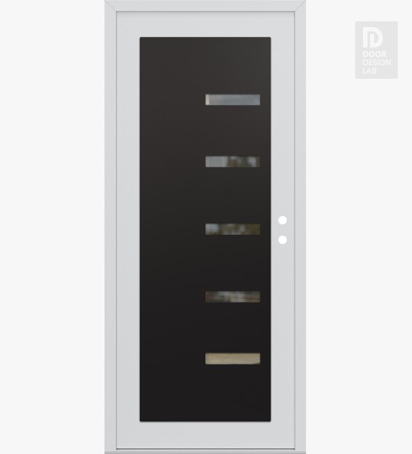 Modern Steel Front Door Diamond C8 36" x 80" white/white clear Glass Panel black LHI