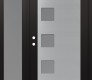 Modern Steel Front Door Diamond C5 50" x 80" black/white frosted Glass Panel stainless steel RHI with Sidelite frosted Glass