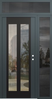 Diamond C14 48" x 96" anthracite/anthracite clear Glass Panel black LHI with Sidelite and Transom mirrored Glass