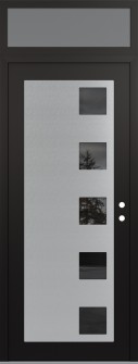 Diamond C5 36" x 96" black/black mirrored Glass Panel stainless steel LHI with Transom frosted Glass