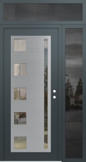 Diamond C3 50" x 96" anthracite/anthracite clear Glass Panel stainless steel LHI with Sidelite and Transom mirrored Glass