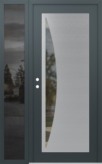 Diamond C13 52" x 80" anthracite/anthracite clear Glass Panel stainless steel RHI with Sidelite mirrored Glass
