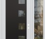 Modern Steel Front Door Diamond C5 48" x 96" white/white clear Glass Panel black LHI with Sidelite and Transom clear Glass