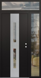 DIAMOND A6 50" X 96" BLACK/BLACK CLEAR GLASS PANEL STAINLESS STEEL LHI WITH SIDELITE AND TRANSOM CLEAR GLASS