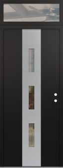 DIAMOND A7 36" X 96" BLACK/BLACK CLEAR GLASS PANEL STAINLESS STEEL LHI WITH TRANSOM CLEAR GLASS