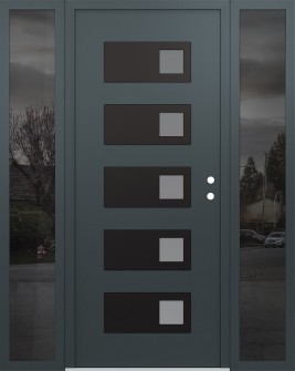 Diamond D2 68" x 80" anthracite/anthracite Frosted Glass Panel black LHI with 2 Sidelites Mirrored Glass