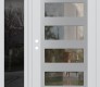 Modern Steel Front Door Diamond C9 52" x 80" white/white clear Glass Panel stainless steel RHI with Sidelite mirrored Glass