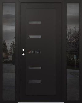 Diamond C8 64" x 80" black/black mirrored Glass Panel black RHI with 2 Sidelites mirrored Glass