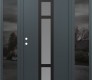 Modern Steel Front Door DIAMOND A9 60" X 80" ANTHRACITE/ANTHRACITE FROSTED GLASS PANEL BLACK RHI WITH 2 SIDELITES MIRRORED GLASS