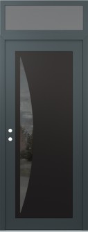Diamond C13 36" x 96" anthracite/anthracite mirrored Glass Panel black RHI with Transom frosted Glass