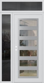 Diamond C9 52" x 96" white/white clear Glass Panel stainless steel RHI with Sidelite and Transom mirrored Glass