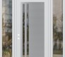 Modern Steel Front Door Diamond C6 64" x 96" white/white clear Glass Panel stainless steel RHI with 2 Sidelites and Transom clear Glass