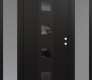 Modern Steel Front Door DIAMOND A12 60" X 80" BLACK/BLACK MIRRORED GLASS PANEL BLACK LHI WITH 2 SIDELITES FROSTED GLASS