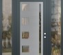 Modern Steel Front Door Diamond C3 60" x 96" anthracite/anthracite clear Glass Panel stainless steel LHI with 2 Sidelites and Transom clear Glass