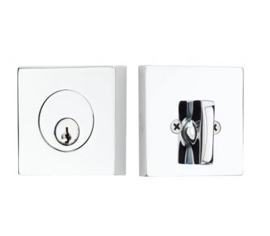 EMTEK SQUARE DEADBOLT DOUBLE CYLINDER 8369 POLISHED CHROME US26