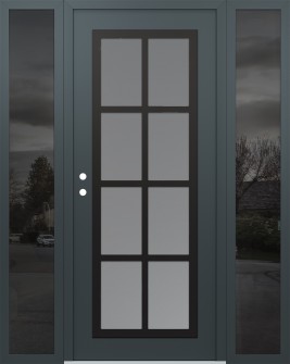 Diamond C16 60" x 80" anthracite/anthracite frosted Glass Panel black RHI with 2 Sidelites mirrored Glass