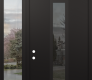 DIAMOND A11 48" X 96" BLACK/BLACK MIRRORED GLASS PANEL BLACK LHI WITH SIDELITE AND TRANSOM CLEAR GLASS