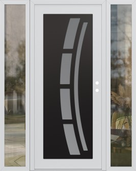 Diamond C12 60" x 80" white/white frosted Glass Panel black LHI with 2 Sidelites clear Glass