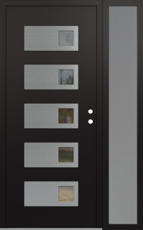 Diamond D2 50" x 80" black/black clear Glass Panel stainless steel LHI with Sidelite frosted Glass