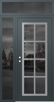 Diamond C16 52" x 96" anthracite/anthracite mirrored Glass Panel stainless steel RHI with Sidelite and Transom mirrored Glass