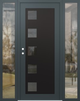 Diamond C5 68" x 80" anthracite/anthracite mirrored Glass Panel black RHI with 2 Sidelites clear Glass
